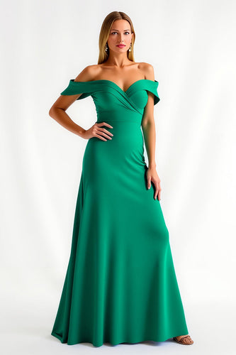 Dunkelgrün Schulterfreie Sheath Lang Ballkleid