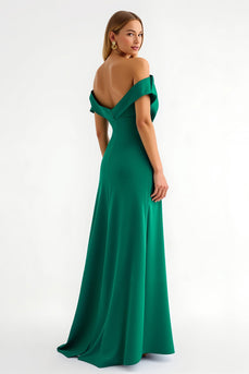 Dunkelgrün Schulterfreie Sheath Lang Ballkleid
