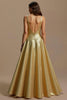Laden Sie das Bild in den Galerie-Viewer, Glitzer Golden A-Linie Pailletten V-Ausschnitt Lang Abiballkleid