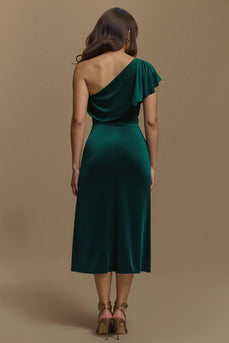 Dunkelgrün Sheath Samt Lang Feiertags Party Kleid mit Ärmeln