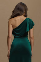 Laden Sie das Bild in den Galerie-Viewer, Dunkelgrün Sheath Samt Lang Feiertags Party Kleid mit Ärmeln