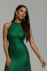 Laden Sie das Bild in den Galerie-Viewer, Glitzer Dunkelgrün Pailletten Sheath Hoher Kragen Lang Ballkleid