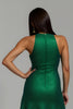 Laden Sie das Bild in den Galerie-Viewer, Glitzer Dunkelgrün Pailletten Sheath Hoher Kragen Lang Ballkleid