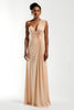 Laden Sie das Bild in den Galerie-Viewer, Champagner Satin Rüschen Sheath Lang Formelle Kleid