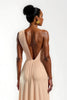 Laden Sie das Bild in den Galerie-Viewer, Champagner Satin Rüschen Sheath Lang Formelle Kleid