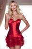 Laden Sie das Bild in den Galerie-Viewer, Rot Satin Enges Kurze Korsett Party Kleid mit 3D Blumes