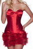 Laden Sie das Bild in den Galerie-Viewer, Rot Satin Enges Kurze Korsett Party Kleid mit 3D Blumes