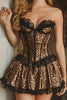 Laden Sie das Bild in den Galerie-Viewer, Kaffee Leopard A Linie Herz-Ausschnitt Kurze Korsett Party Kleid mit Spitze