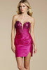 Laden Sie das Bild in den Galerie-Viewer, Glitzer Fuchsia Enges Kurzes Abiballkleid mit Pailletten