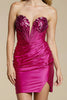 Laden Sie das Bild in den Galerie-Viewer, Glitzer Fuchsia Enges Kurzes Abiballkleid mit Pailletten