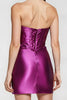 Laden Sie das Bild in den Galerie-Viewer, Lila Metallic Herz-Ausschnitt Kurzes Abiballkleid mit Schlitz