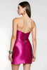 Laden Sie das Bild in den Galerie-Viewer, Fuchsia Enges Herz-Ausschnitt Geraffte Kurzes Abiballkleid