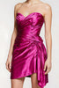 Laden Sie das Bild in den Galerie-Viewer, Fuchsia Enges Herz-Ausschnitt Geraffte Kurzes Abiballkleid