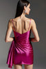 Laden Sie das Bild in den Galerie-Viewer, Fuchsia Enges Kurzes Abiballkleid mit Seitlicher Taillenschleife