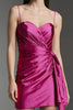 Laden Sie das Bild in den Galerie-Viewer, Fuchsia Enges Kurzes Abiballkleid mit Seitlicher Taillenschleife