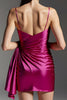 Laden Sie das Bild in den Galerie-Viewer, Fuchsia Enges Kurzes Abiballkleid mit Seitlicher Taillenschleife