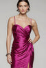 Laden Sie das Bild in den Galerie-Viewer, Fuchsia Spaghettiträger Enges Kurzes Abiballkleid mit Schlitz