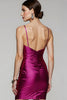 Laden Sie das Bild in den Galerie-Viewer, Fuchsia Spaghettiträger Enges Kurzes Abiballkleid mit Schlitz