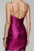 Laden Sie das Bild in den Galerie-Viewer, Fuchsia Spaghettiträger Enges Kurzes Abiballkleid mit Schlitz