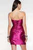 Laden Sie das Bild in den Galerie-Viewer, Fuchsia Enges Trägerlos Kurzes Ballkleid mit Schlitz