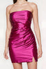 Laden Sie das Bild in den Galerie-Viewer, Fuchsia Enges Trägerlos Kurzes Ballkleid mit Schlitz