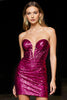 Laden Sie das Bild in den Galerie-Viewer, Glitzer Fuchsia Herz-Ausschnitt Kurzes Pailletten Ballkleid