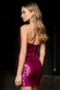 Laden Sie das Bild in den Galerie-Viewer, Glitzer Fuchsia Herz-Ausschnitt Kurzes Pailletten Ballkleid