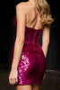 Laden Sie das Bild in den Galerie-Viewer, Glitzer Fuchsia Herz-Ausschnitt Kurzes Pailletten Ballkleid