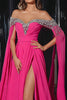Laden Sie das Bild in den Galerie-Viewer, Glitter Fuchsia Schulterfrei A-Linie Lange Ballkleid mit Schlitz