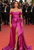 Laden Sie das Bild in den Galerie-Viewer, Fuchsia Schulterfrei Lange Ballkleid mit Bogen