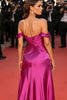 Laden Sie das Bild in den Galerie-Viewer, Fuchsia Schulterfrei Lange Ballkleid mit Bogen