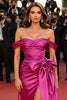 Laden Sie das Bild in den Galerie-Viewer, Fuchsia Schulterfrei Lange Ballkleid mit Bogen
