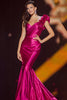 Laden Sie das Bild in den Galerie-Viewer, Fuchsia Meerjungfrau Eine Schulter Lange Ballkleid mit Rüschen