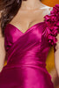 Laden Sie das Bild in den Galerie-Viewer, Fuchsia Meerjungfrau Eine Schulter Lange Ballkleid mit Rüschen
