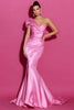 Laden Sie das Bild in den Galerie-Viewer, Knallpink Eine Schulter Meerjungfrau Lange Ballkleid