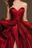 Laden Sie das Bild in den Galerie-Viewer, Dunkelrot Herz-Ausschnitt Rüschen Ballkleid Lange Ballkleid mit Schlitz