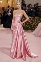 Laden Sie das Bild in den Galerie-Viewer, Einfaches Rosé Geraffte Eine Schulter Lange Ballkleid