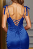 Laden Sie das Bild in den Galerie-Viewer, Marineblau Bodycon Keyhole Kurze Satin Party Kleid