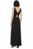 Laden Sie das Bild in den Galerie-Viewer, Satin Cut Out A Linie V Ausschnitt Lange Schwarz Krawattenkleid