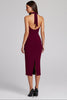 Laden Sie das Bild in den Galerie-Viewer, Schwarz Satin Bodycon Rückenfreie Midi Neckholder Cocktailkleid