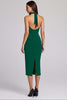 Laden Sie das Bild in den Galerie-Viewer, Schwarz Satin Bodycon Rückenfreie Midi Neckholder Cocktailkleid