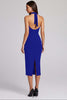 Laden Sie das Bild in den Galerie-Viewer, Schwarz Satin Bodycon Rückenfreie Midi Neckholder Cocktailkleid