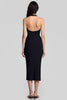 Laden Sie das Bild in den Galerie-Viewer, Schwarz Sheath Satin Neckholder Schlüsselloch Midi Formelle