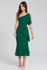 Laden Sie das Bild in den Galerie-Viewer, Elfenbein Eine Schulter Satin Midi Formelle Kleid mit Rüschen
