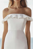Laden Sie das Bild in den Galerie-Viewer, Elfenbein Satin Bodycon Midi Standesamtkleid mit Rüschen