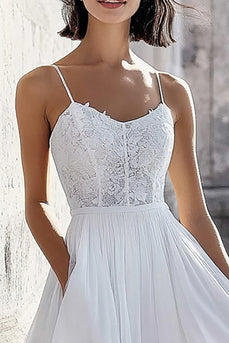 Tüll Elfenbein Korsett Midi Hochzeitskleid mit Spitze