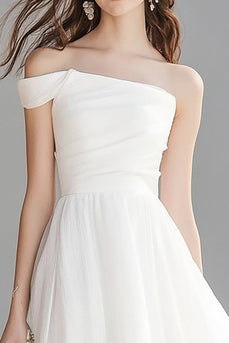 Elfenbein A Linie Eine Schulter Lange Hochzeitskleid