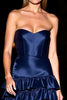 Laden Sie das Bild in den Galerie-Viewer, Marineblau Trägerlos Korsett Satin Kurze Rüschens Party Kleid