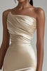 Laden Sie das Bild in den Galerie-Viewer, Champagner Trägerlos Enges Kurze Satin Party Kleid