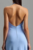 Laden Sie das Bild in den Galerie-Viewer, Blau Neckholder Satin Rückenfrei Lange Formelle Kleid